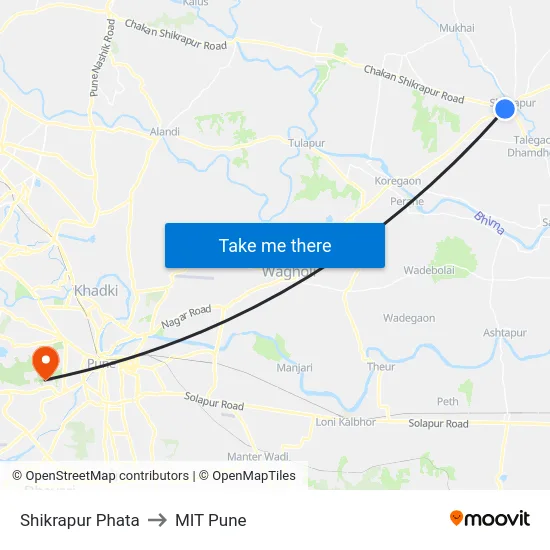 Shikrapur Phata to MIT Pune map