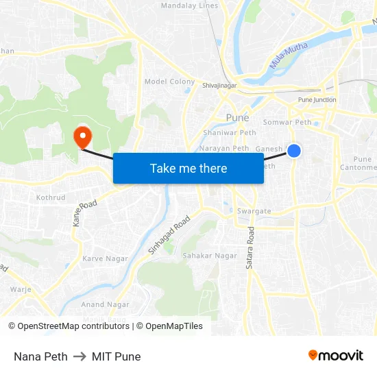 Nana Peth to MIT Pune map