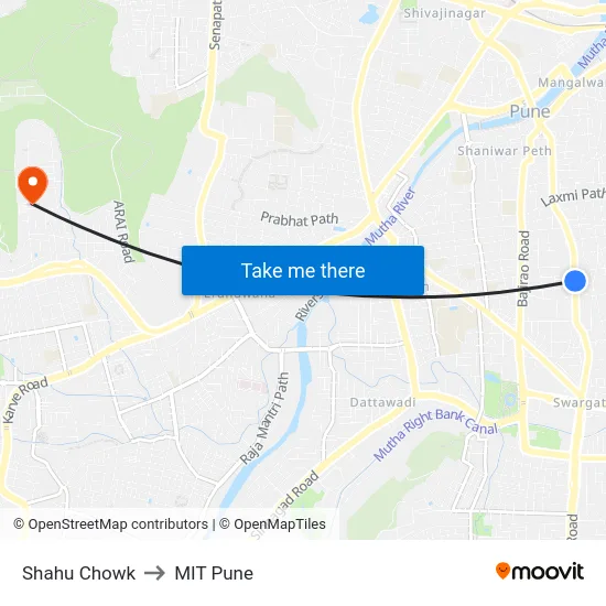Shahu Chowk to MIT Pune map