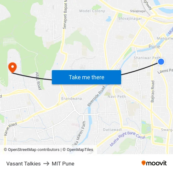 Vasant Talkies to MIT Pune map