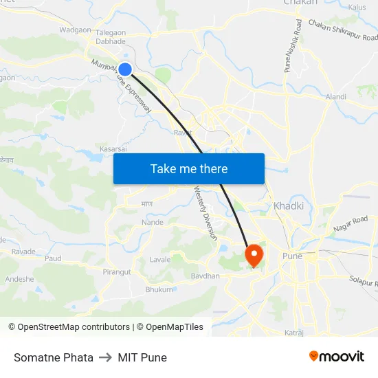 Somatne Phata to MIT Pune map