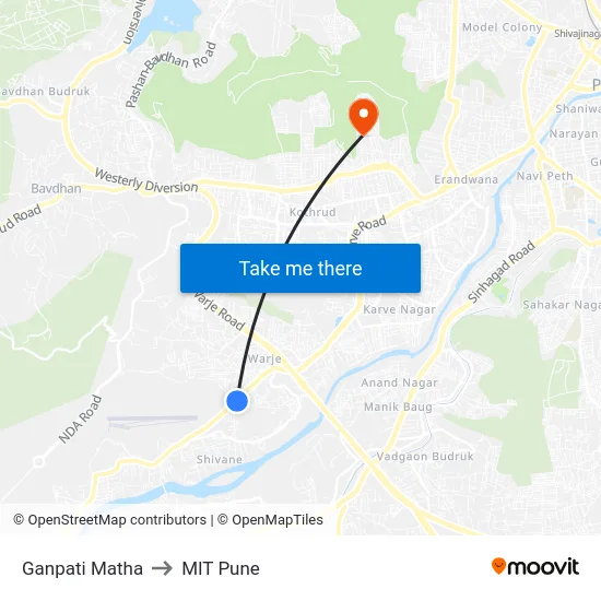Ganpati Matha to MIT Pune map