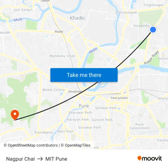 Nagpur Chal to MIT Pune map