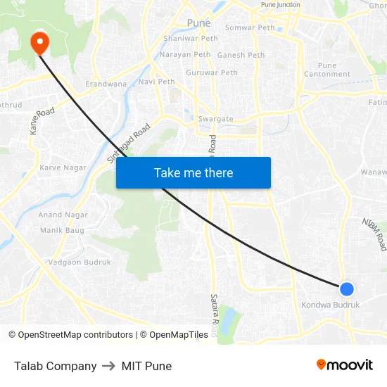 Talab Company to MIT Pune map