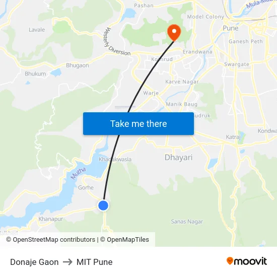 Donaje Gaon to MIT Pune map