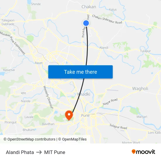 Alandi Phata to MIT Pune map