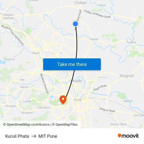 Kuruli Phata to MIT Pune map