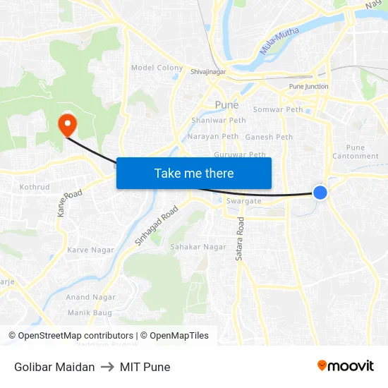 Golibar Maidan to MIT Pune map