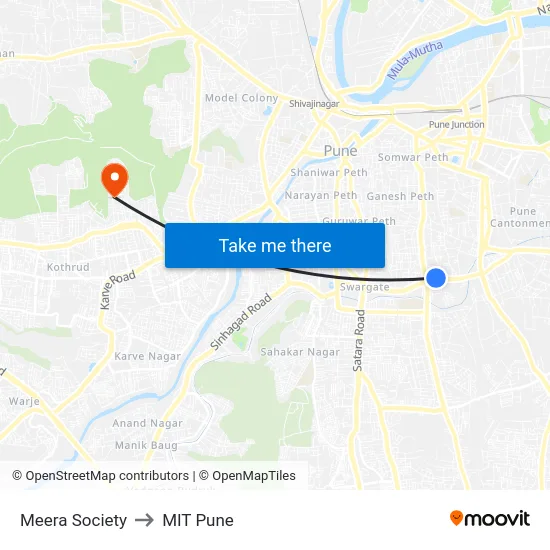 Meera Society to MIT Pune map