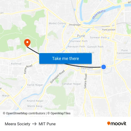 Meera Society to MIT Pune map