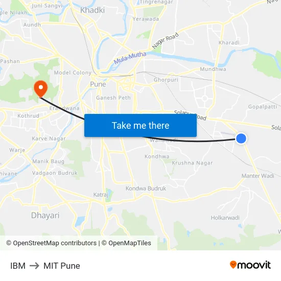 IBM to MIT Pune map