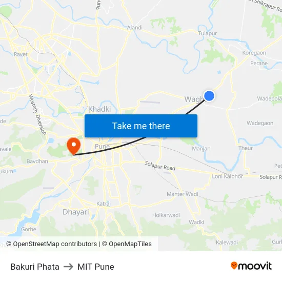 Bakuri Phata to MIT Pune map