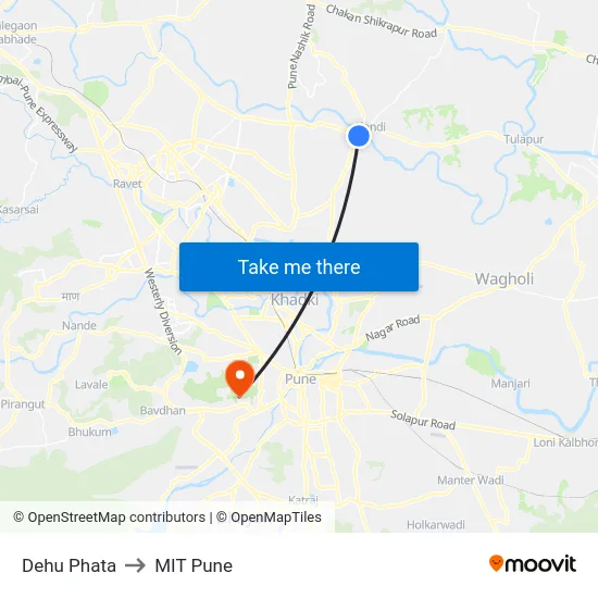 Dehu Phata to MIT Pune map