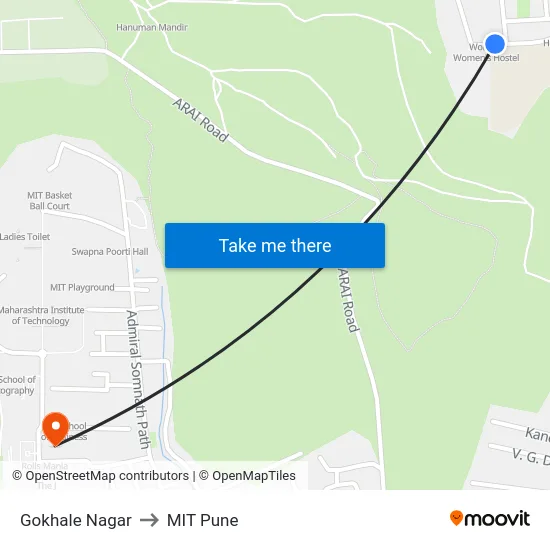 Gokhale Nagar to MIT Pune map