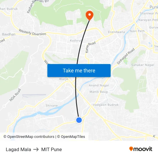 Lagad Mala to MIT Pune map