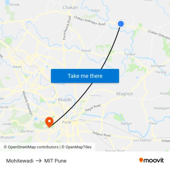 Mohitewadi to MIT Pune map