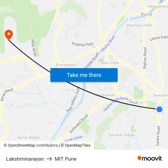 Lakshminarayan to MIT Pune map