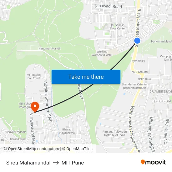 Sheti Mahamandal to MIT Pune map