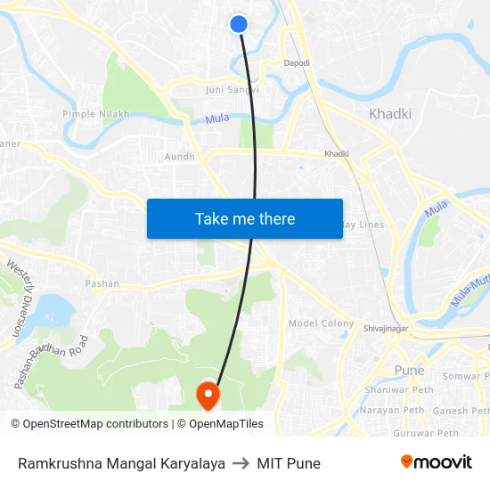 Ramkrushna Mangal Karyalaya to MIT Pune map