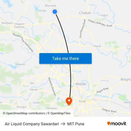 Air Liquid Company Sawardari to MIT Pune map