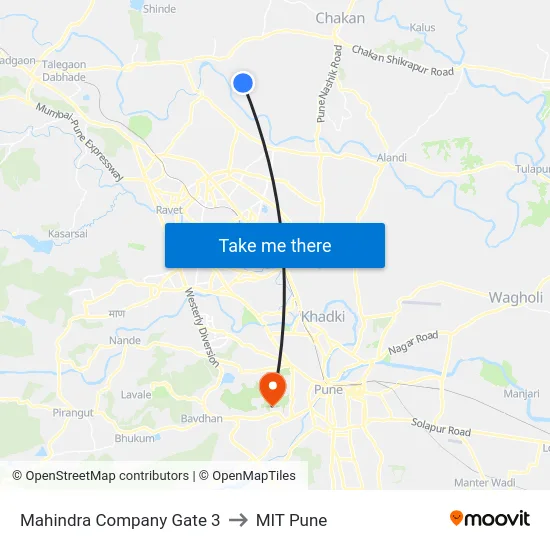 Mahindra Company Gate 3 to MIT Pune map