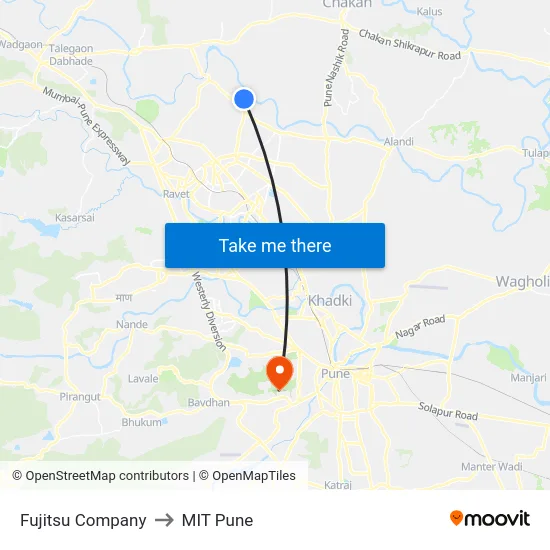 Fujitsu Company to MIT Pune map