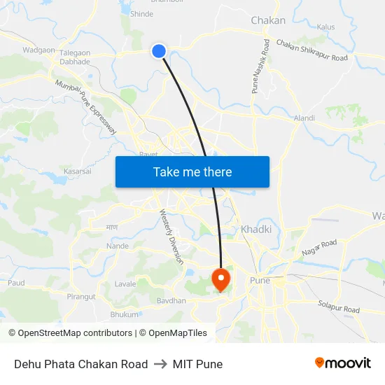 Dehu Phata Chakan Road to MIT Pune map