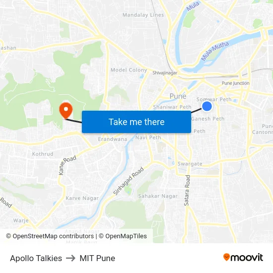 Apollo Talkies to MIT Pune map