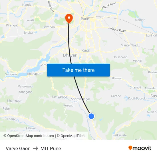 Varve Gaon to MIT Pune map