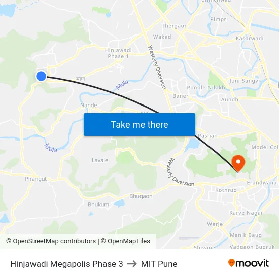 Hinjawadi Megapolis Phase 3 to MIT Pune map