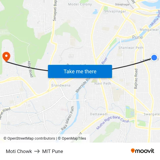 Moti Chowk to MIT Pune map