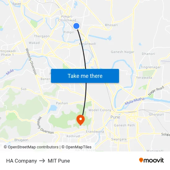 HA Company to MIT Pune map