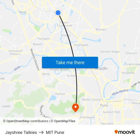 Jayshree Talkies to MIT Pune map