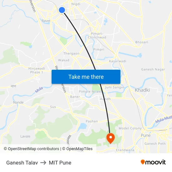 Ganesh Talav to MIT Pune map