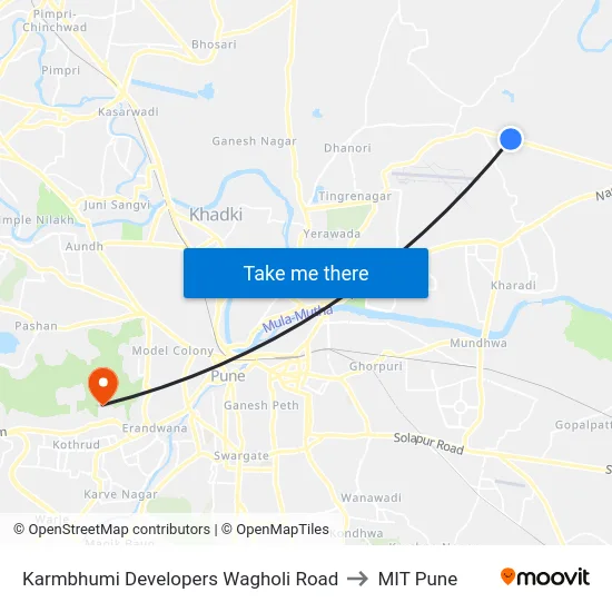 Karmbhumi Developers Wagholi Road to MIT Pune map