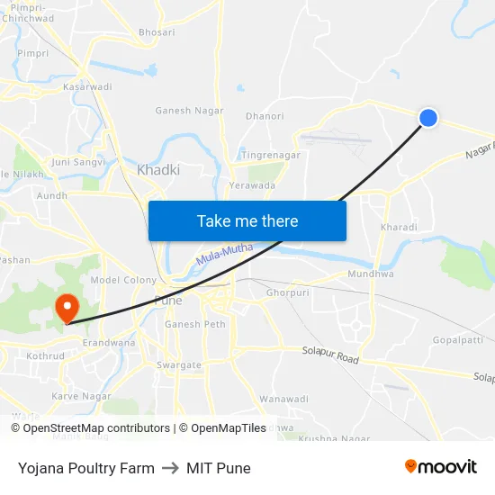 Yojana Poultry Farm to MIT Pune map