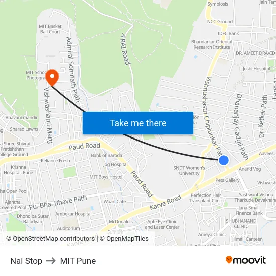 Nal Stop to MIT Pune map