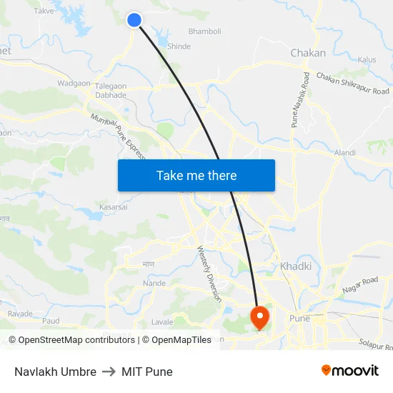 Navlakh Umbre to MIT Pune map