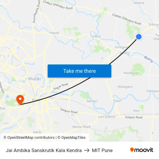 Jai Ambika Sanskrutik Kala Kendra to MIT Pune map