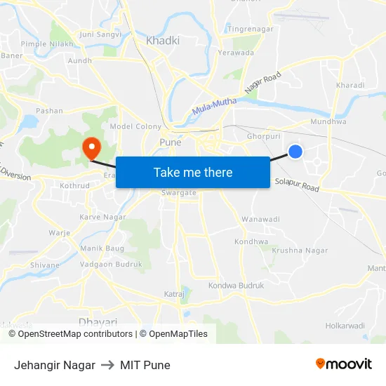 Jehangir Nagar to MIT Pune map