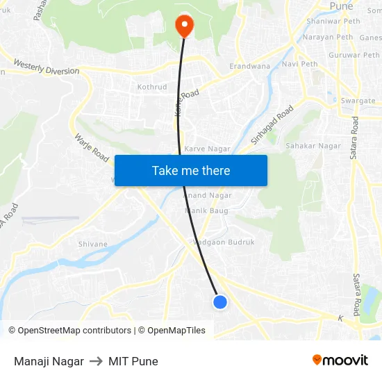 Manaji Nagar to MIT Pune map