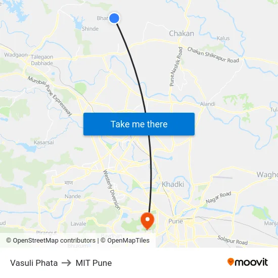Vasuli Phata to MIT Pune map