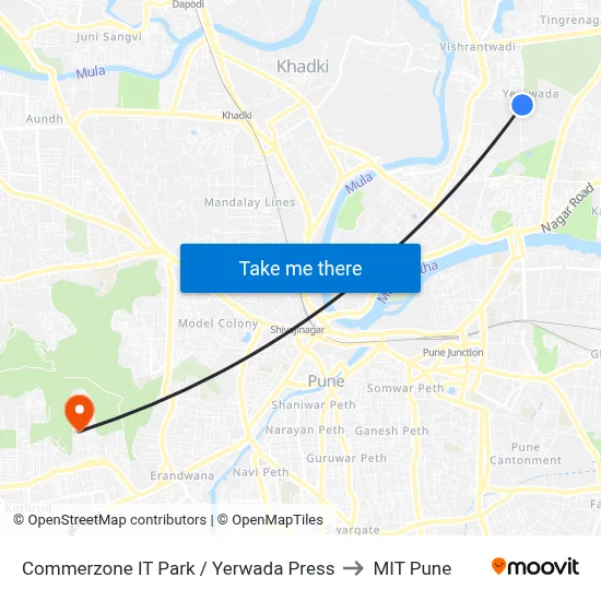 Commerzone IT Park / Yerwada Press to MIT Pune map