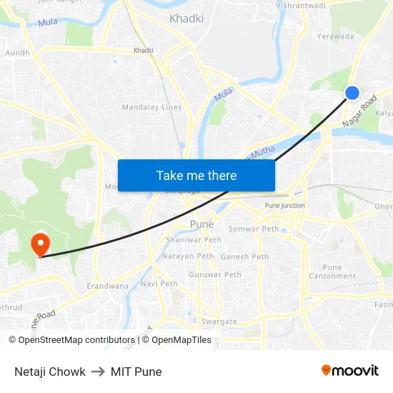 Netaji Chowk to MIT Pune map