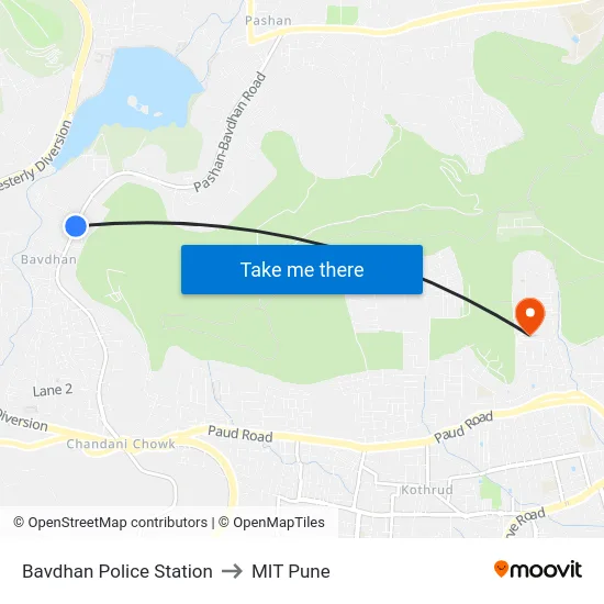 Bavdhan Police Station to MIT Pune map