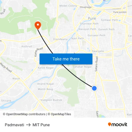 Padmavati to MIT Pune map