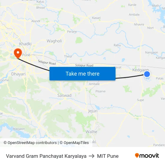 Varvand Gram Panchayat Karyalaya to MIT Pune map
