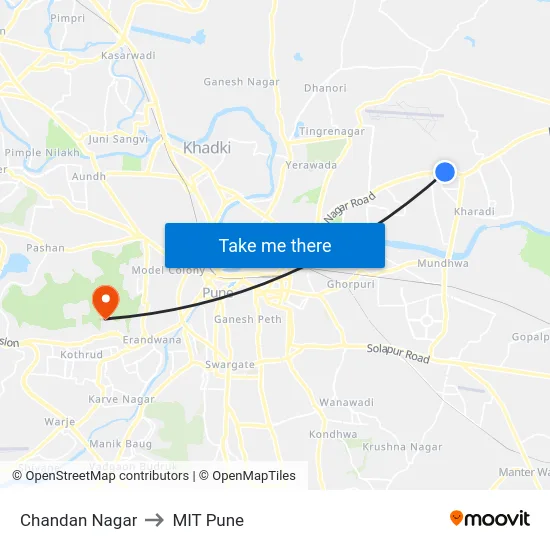 Chandan Nagar to MIT Pune map