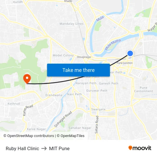 Ruby Hall Clinic to MIT Pune map