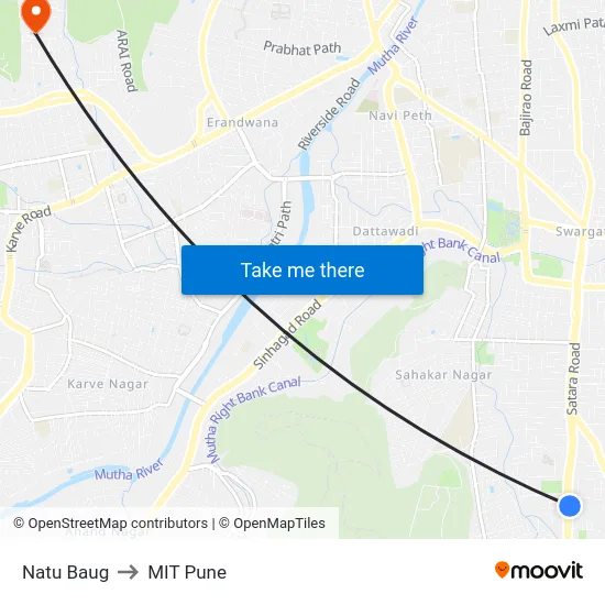 Natu Baug to MIT Pune map